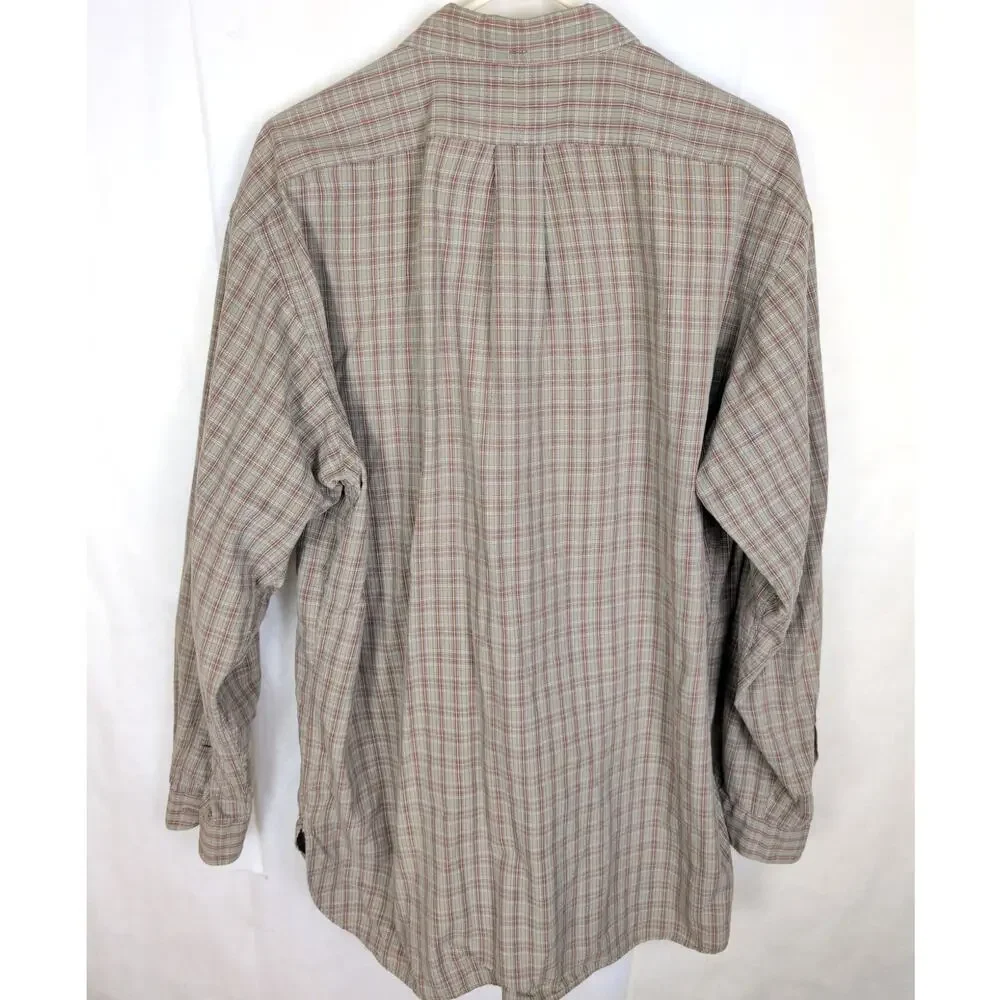Ralph Lauren McMeel brown plaid long sleeve button up shirt Size Large Preppy